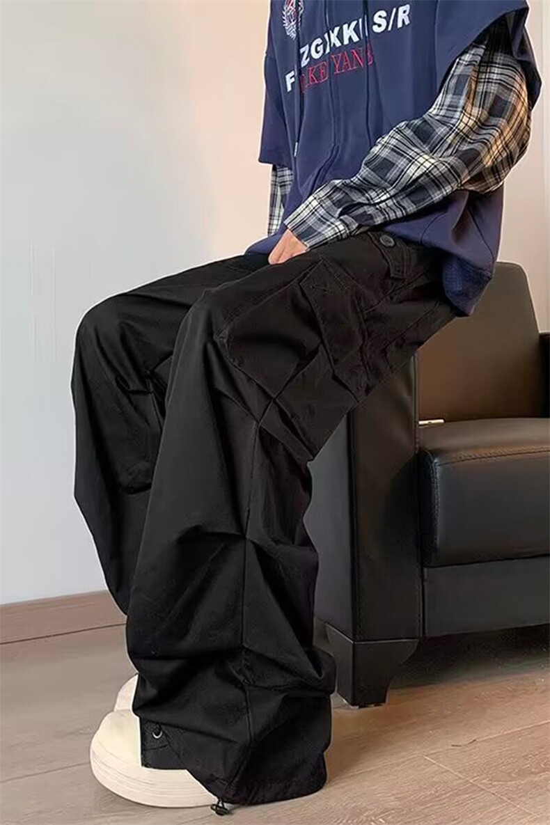 2025春季新款美式复古工装裤男宽松褶皱阔腿裤子-A2010TP48控88,男装休闲裤,电商B241