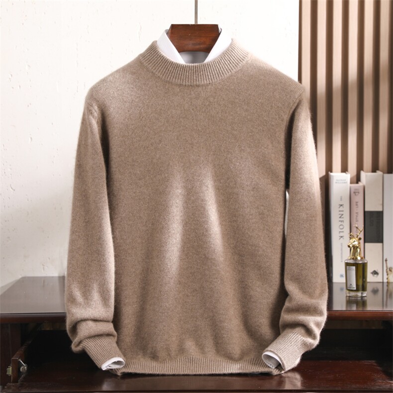 2024年秋季时尚都市休闲长袖圆领羊绒衫男装,男装羊绒开衫,冬季工坊