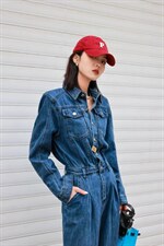 水洗牛仔连体裤，女装连体裤，梵蔻