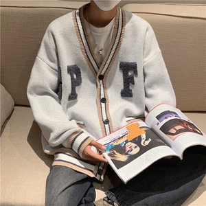 秋冬情侣款新款针织衫圆领毛衣男装港风宽松外套X5580-P80限108图片