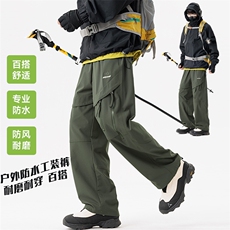 GENIOLAMODE防水美式户外运动工装休闲裤子男士秋季宽松阔腿长裤，男装工装外套，星座209