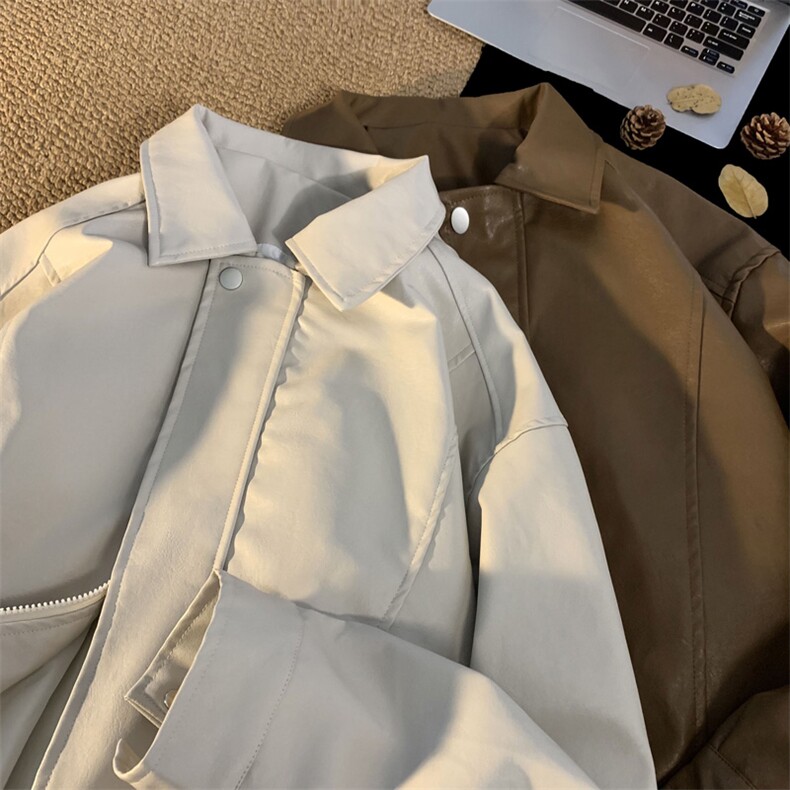 抖音直播！pu皮衣机车服宽松夹克男CP40-特p65控价：118,男装夹克,电商B371