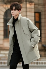 2025新款冬季中长款纯色连帽风衣羽绒服8255P430，男装风衣，电商A355（原A415）
