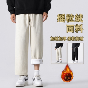 直筒休闲长裤秋冬季加绒加厚垂感运动卫裤宽松男士JR1001-特批-43图片