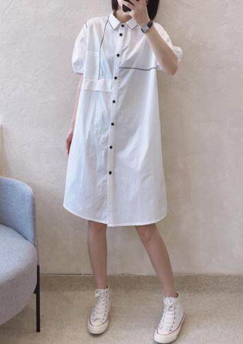 衬衫领明线连衣裙，女装衬衫，江南俏之羽