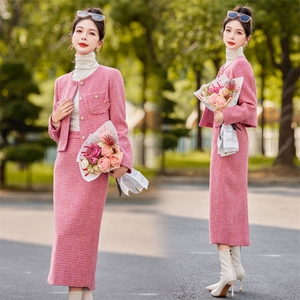 时尚小香风套装女2024秋冬季新款气质穿搭高级感减龄半身裙两件套图片