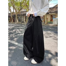 水洗做旧阔腿弯刀牛仔裤男女宽松美式设计垂感解构松弛感裤子，男装牛仔裤，四季星座505