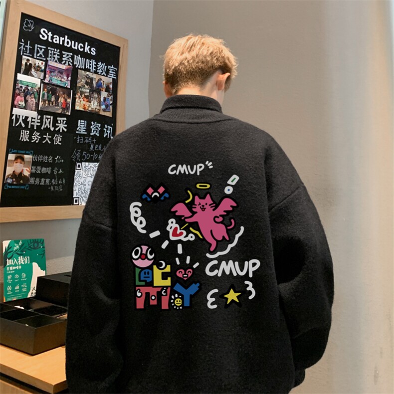 高质量！秋冬高领毛衣加绒加厚翻领针织衫男毛衣FL244-特p38,男装针织衫/毛衣,电商B367