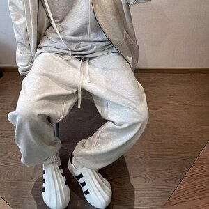运动裤男休闲2025坠感阔腿裤大码束脚宽腿直筒潮流中年胖子卫裤图片