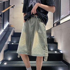 牛仔短裤男夏季美式高街直筒裤子潮牌痞帅宽松五分裤DK0219-P40，男装牛仔裤，星座308B-2