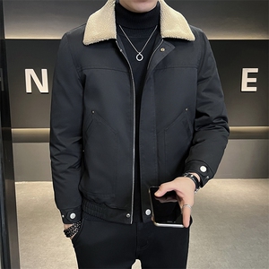 冬季新款羽绒服短款夹克羊羔毛领羽绒服标80绒带报告-8802图片