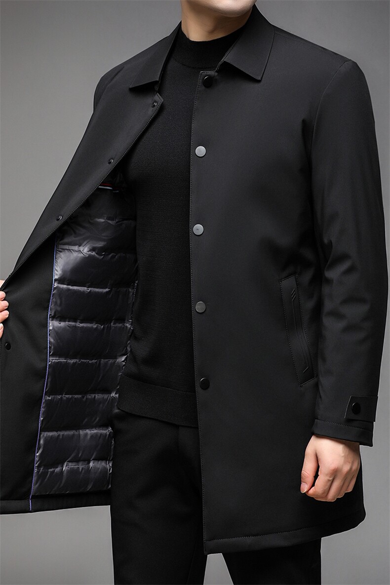 2023冬季新款男士翻领中长款羽绒服中年加厚保暖男装白鸭绒外套,男装羽绒服,电商B212（原钱塘6029）