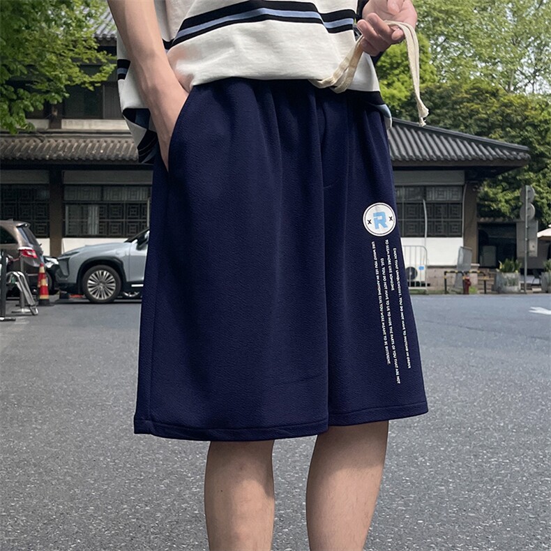 MK37168-P15冰丝短裤男士大码宽松休闲五分裤男运动中裤港风,男装休闲裤,电商A040