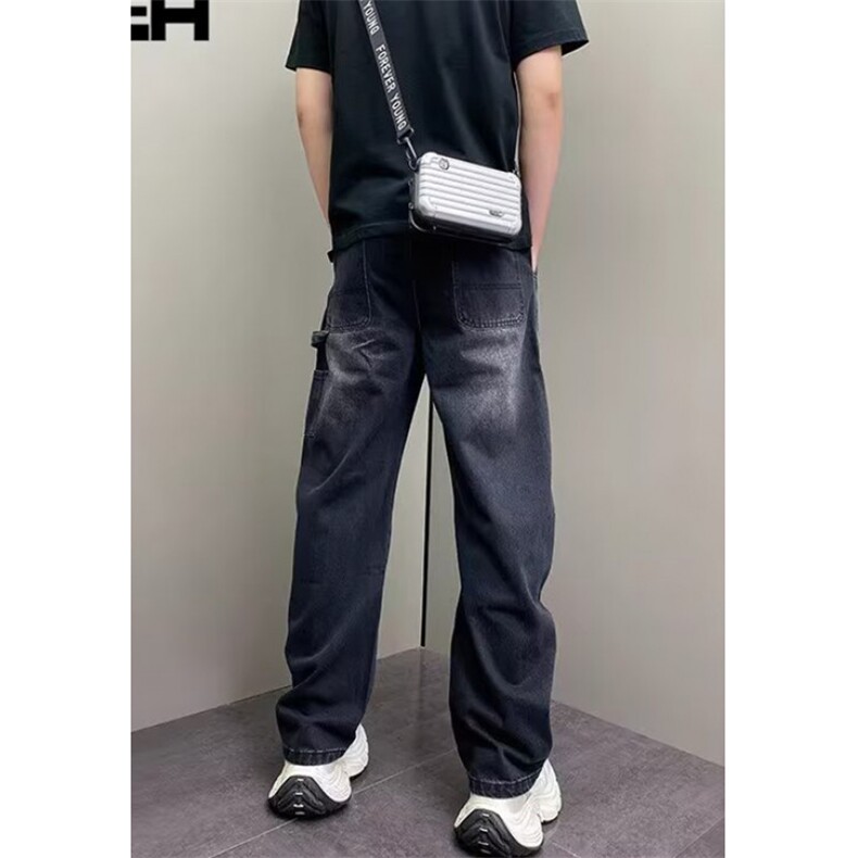 【008】春季拼接牛仔裤水洗裤直筒阔腿裤A079-N832-P51,男装牛仔裤,电商A079