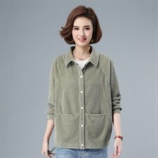 2025冬季新款灯芯绒加绒衬衫外套长袖韩版宽松衬衣上衣潮，女装衬衫，叶笙衣
