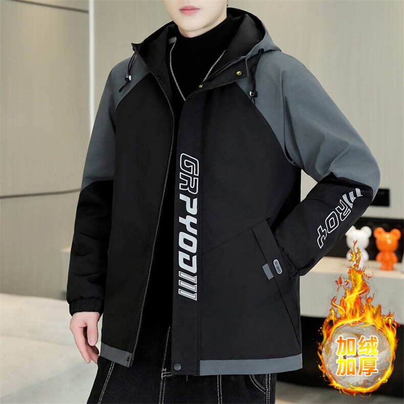 2025冬季新款男士连帽加绒加厚宽松休闲外套-1776-P70,男装棉衣,星座1105