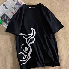 港风平铺印花短袖T恤男大码宽松纯棉半袖夏季衣服A090-T137P35，男装T恤，电商A089-1