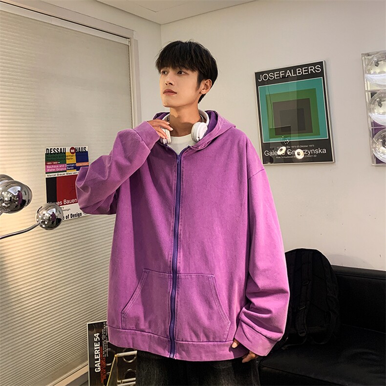 WY35-P58美式复古330克水洗做旧连帽开衫,男装卫衣,星座1501-1