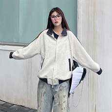 抖音得物高品质美式高街重磅结构设计拼接织带立领卫衣外套CM42，男装卫衣，电商A486