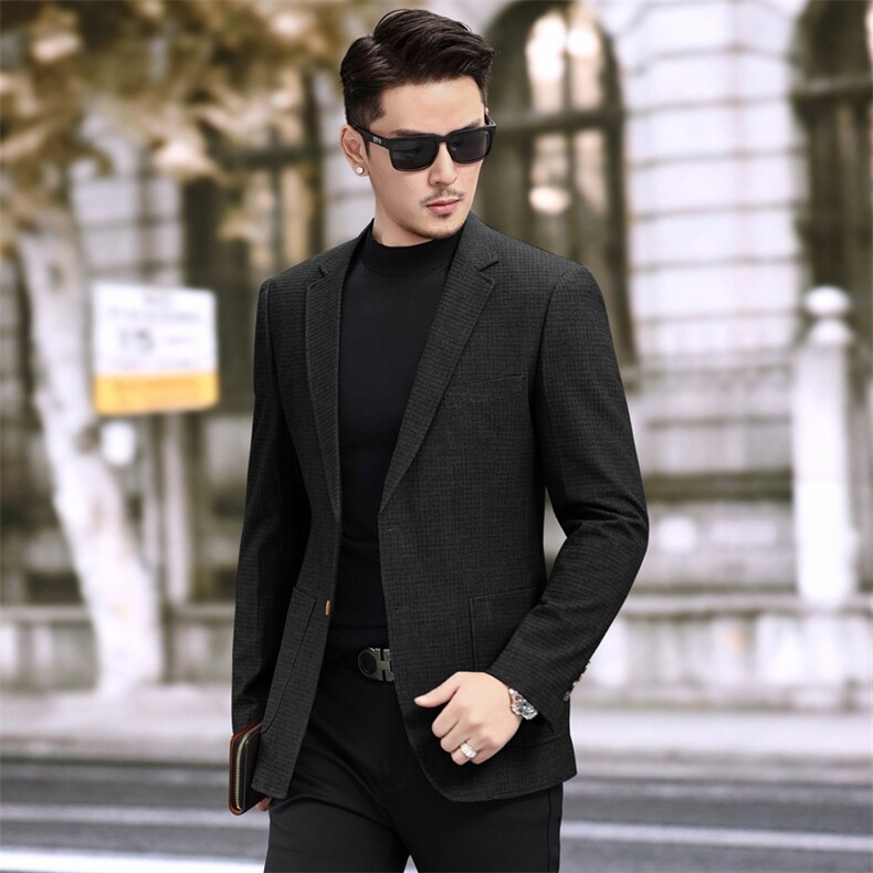 新款春季新款便西男士格子西装休闲西服外套7817P145225，男装西服套装，电商D225-1