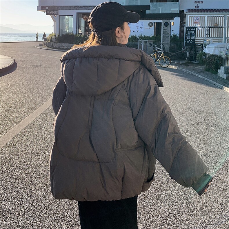 2023年冬装新款高级感灰加厚保暖宽松休闲小个子短款羽绒服女,女装羽绒服,辉之琳