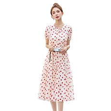 雪纺连衣裙女时尚气质2025夏季新款今年流行修身显瘦波点黑色裙子，女装连衣裙，罗得堡