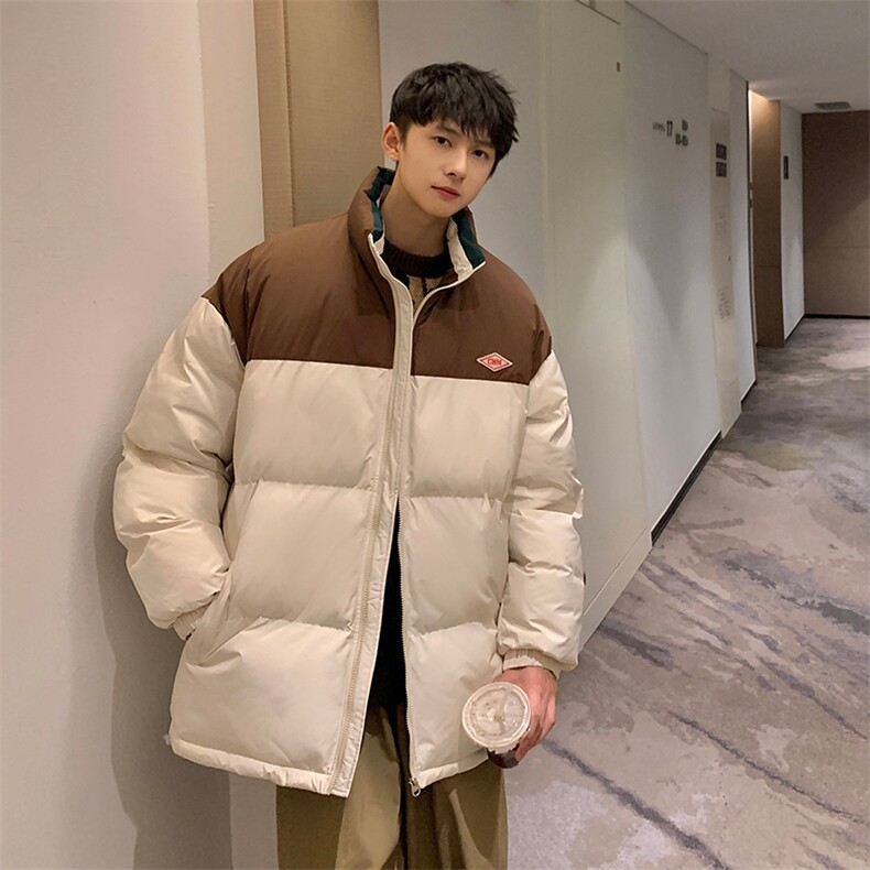 冬季新款宽松面包服美式复古立领棉服男撞色棉衣外套MY9060-P100,男装棉衣,电商A128