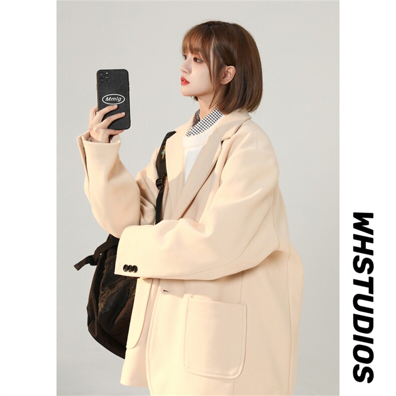 N6169/P95加棉P105冬季中性风开叉呢料毛呢西服男女外套呢大衣，女装毛呢外套，电商A141