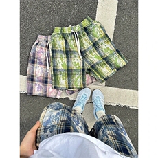 网图扎染绿色短裤夏季过膝透气五分裤DK101-特P20，男装牛仔裤，星座1213