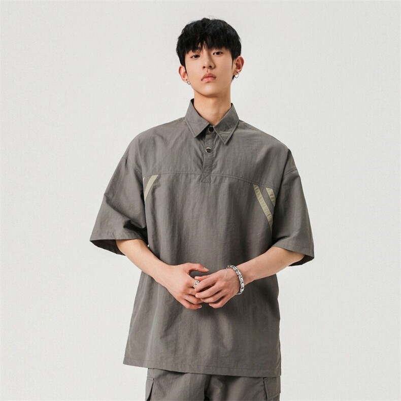 美式休闲2025年夏季新款潮流套头百搭短袖衬衫男A406C5330特P35,男装衬衫,星座309（原A406）