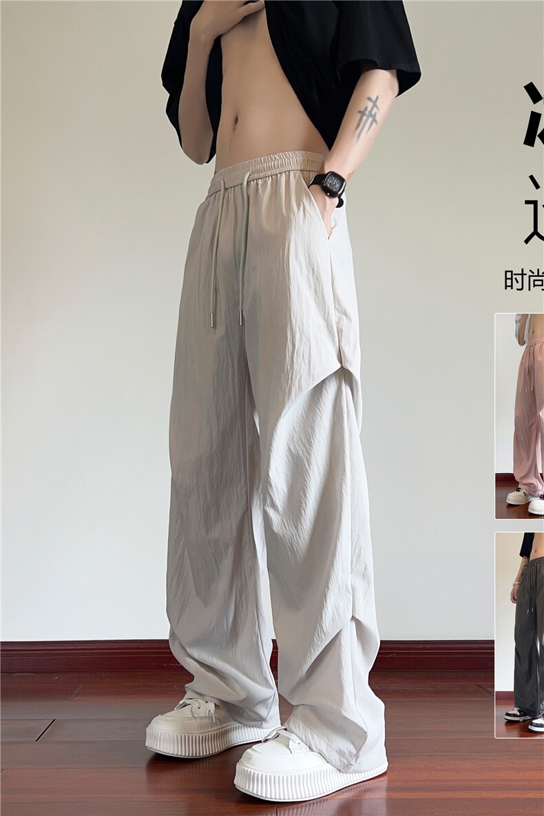 2024夏季新款垂感显瘦潮流宽松阔腿休闲裤B315-K24105-特P30控58,男装休闲裤,电商B315