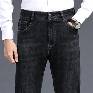 D6257秋冬新款男士商务休闲弹力纯色牛仔裤免烫透气修身长裤P115图片