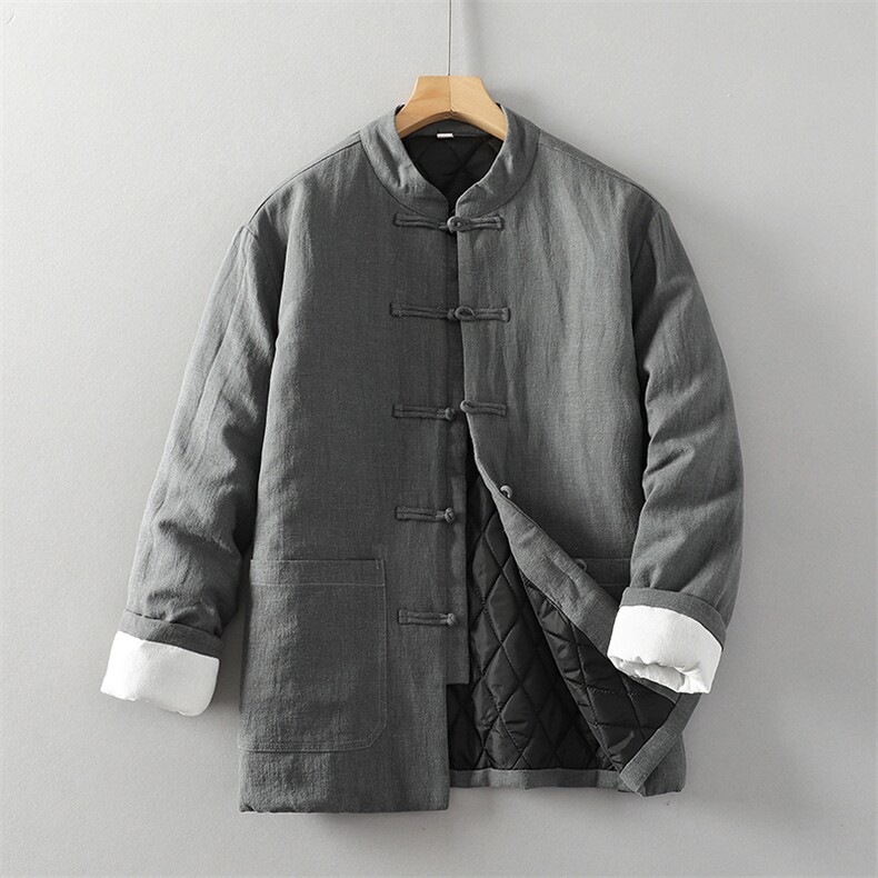 风棉衣男冬款立领复古唐装大码棉麻夹棉保暖外套棉服1181p145,男装棉衣,电商A016