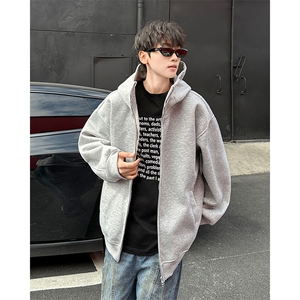 DP9898-P55开衫卫衣男秋季美式复古夹克春秋款设计感小众拉链外套图片