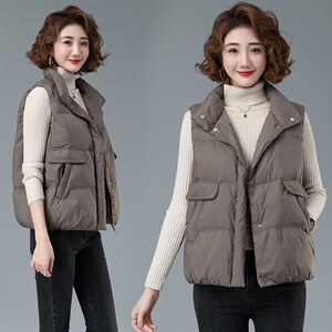 羽绒马甲女短款2022秋冬新款韩版宽松轻薄羽绒服背心坎肩马夹图片