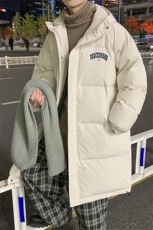 港风夜景中长款字母印花休闲连帽加厚羽绒服A247-YR151P245控328，男装羽绒服，电商A247
