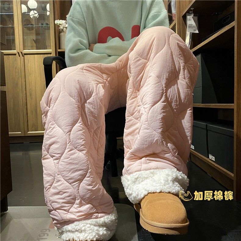 2025冬季加厚保暖拼接羊羔绒情侣宽松多色棉裤B315-K877-p65控88，男装棉裤，电商B315