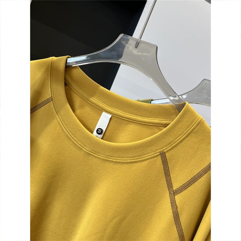 高品春季德绒拼色哈苏线长袖软糯舒适打底衫男女A1350-P53,男装T恤,星座1505
