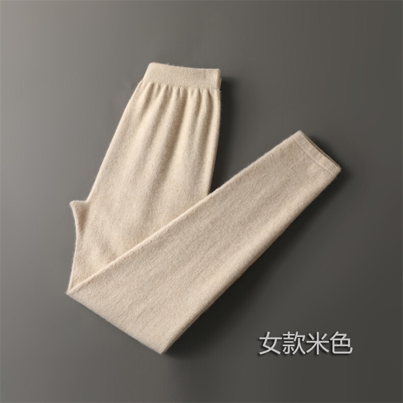 新款女款黑色羊绒无缝裤秋冬保暖柔软贴肤高腰显瘦打底裤,女装休闲裤,金牧歌羊绒裤
