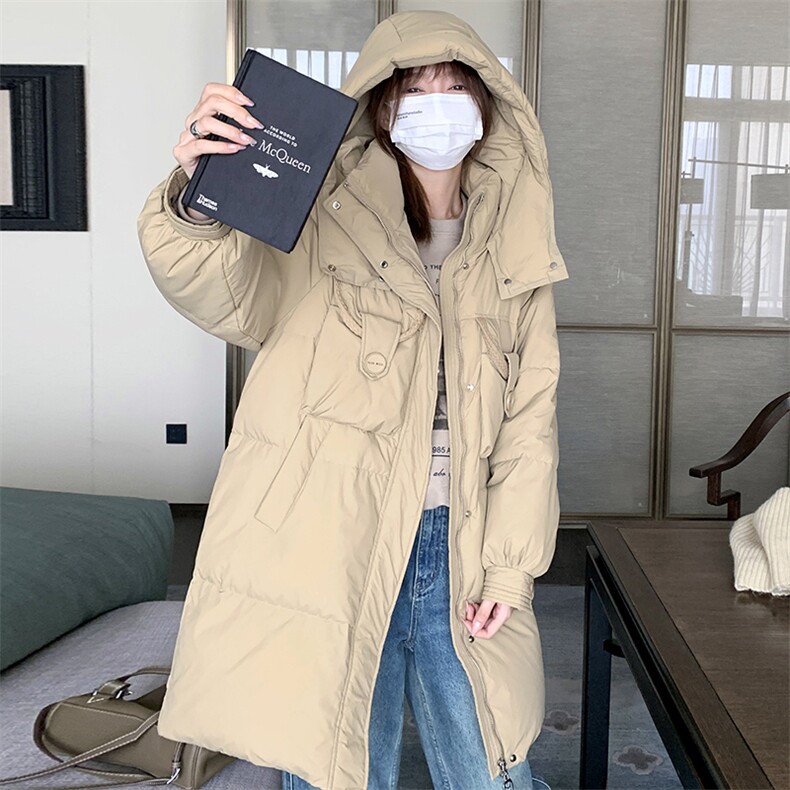 2023年冬季新款时尚通勤70鹅绒羽绒服中长款外套女,女装羽绒服,辉之琳
