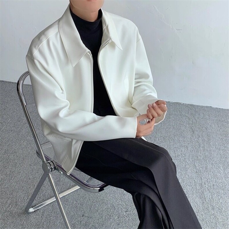 Cleanfit韩版男行政夹克简约百搭斜纹双拉链西装夹克外套男 JW642图片