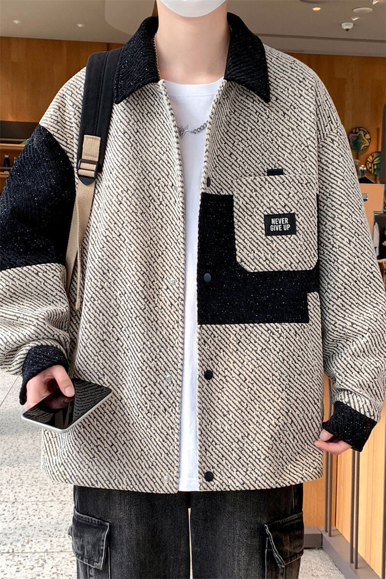 2026春季新款休闲痞帅翻领夹克潮流外套A436-JK2509-P75,男装夹克,电商A436