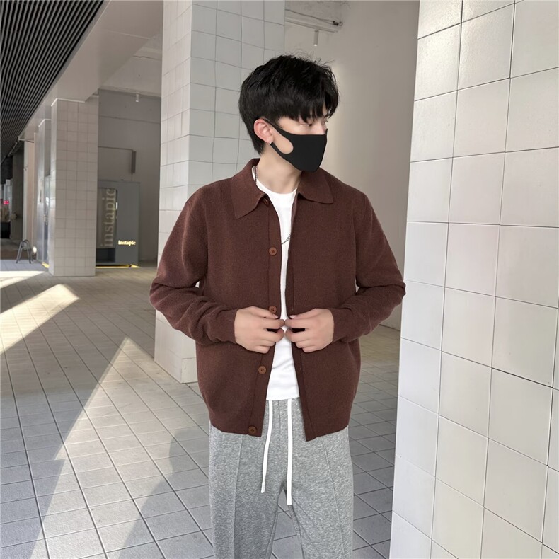 2025新中式翻领斜襟盘扣针织衫毛衣女冬季新款风红色打底衫上衣,男装T恤,星座506A