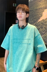 ！2025夏季新款男士钢印纯棉水洗短袖T恤半袖XT141特P35控58，男装T恤，电商B220
