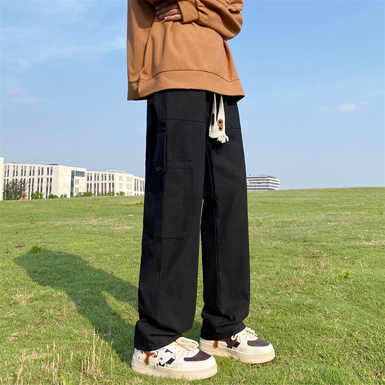 Q2160-TP55控价78早秋新品口袋贴标直筒休闲长裤宽松百搭裤子男,男装休闲裤,电商A102-1
