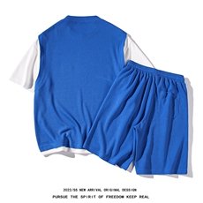 白底新款夏季时尚印花短袖T恤百搭宽松短裤套装TZ627P75控98，男装牛仔裤，电商A247-1