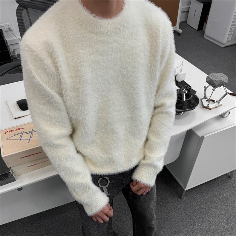 TP26-P26软糯圆领毛衣男秋冬韩系马海毛针织衫慵懒高级感外套，男装针织衫/毛衣，星座1501