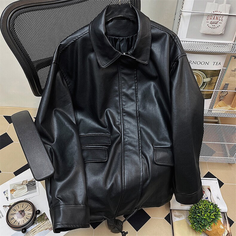 1中性平铺皮衣大码M-5XL情侣潮工装口袋机车皮克JK7761P85控138，男装皮衣，星座226-2