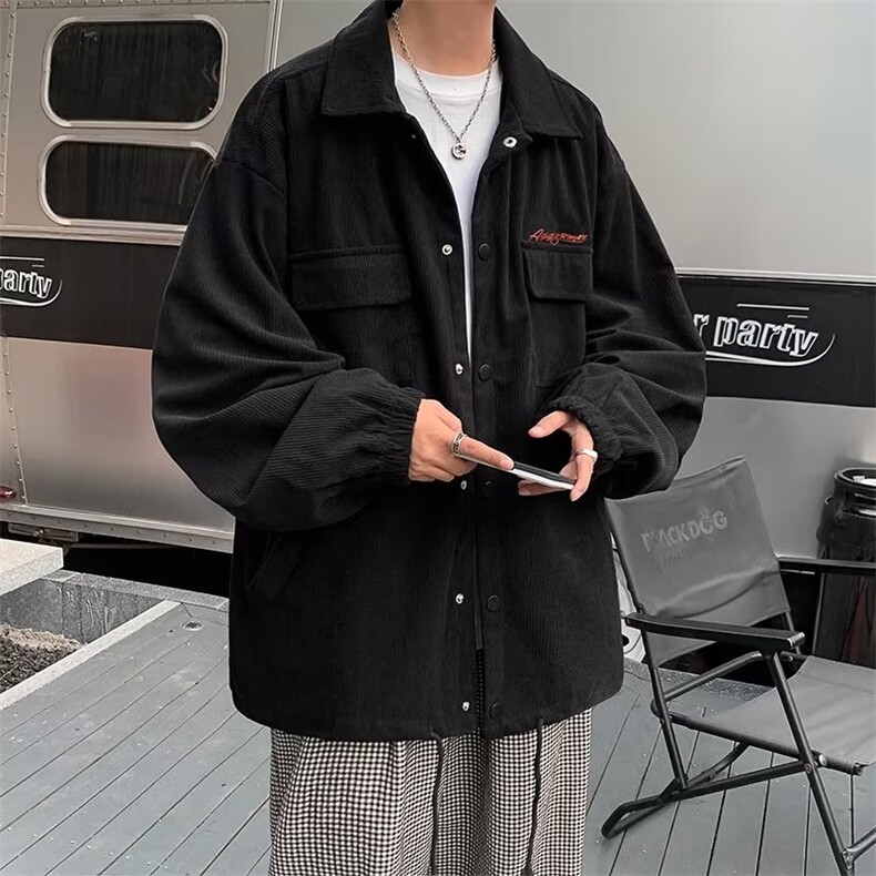 秋季ins潮牌休闲宽松工装夹克日系复古灯芯绒外套男W5464-P50,男装夹克,星座512-2