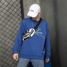 秋季潮男个性印花卫衣圆领套头宽松85%棉15%聚酯纤维LM86207，男装卫衣，星座1703A